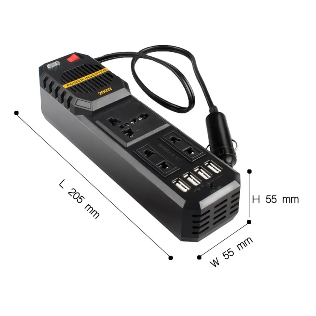 

200W Mini Car Vehicle Inverter DC 12V to AC 220V USB Output High-power Power Inverter Small Car Special Edition