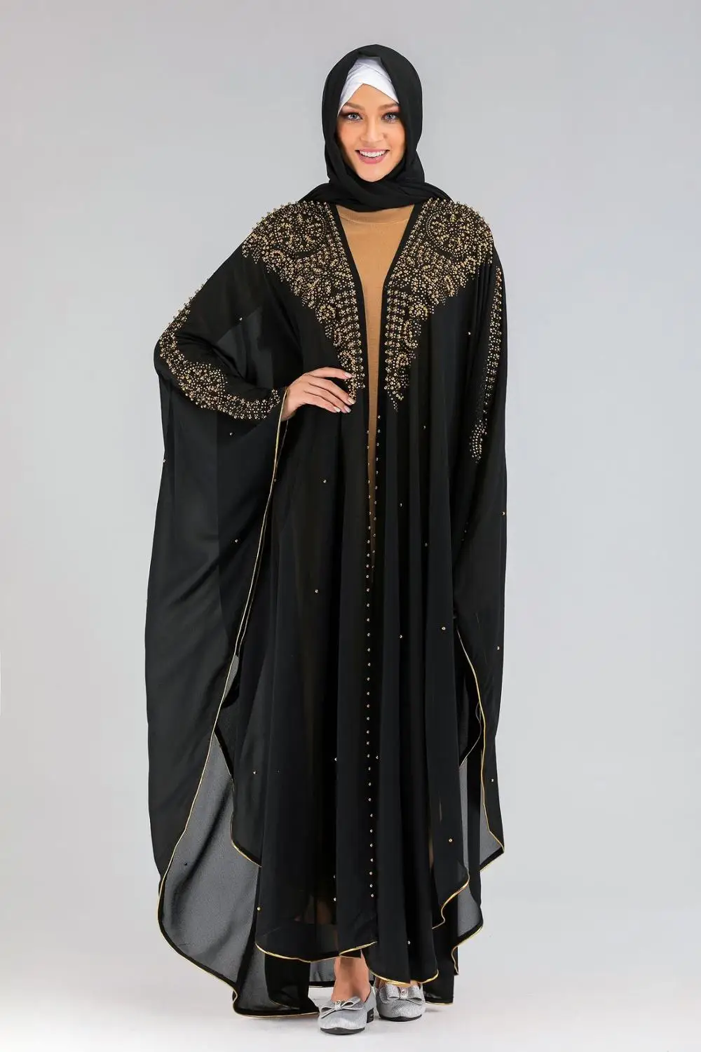 Женский Элегантный Алмаз вышивка свободный исламский халат мусульманский