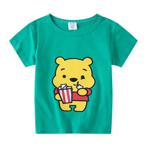 Повседневный Модный летний хлопковый пуловер для маленьких мальчиков с коротким рукавом и круглым вырезом футболки с мультяшным принтом Рождественская одежда