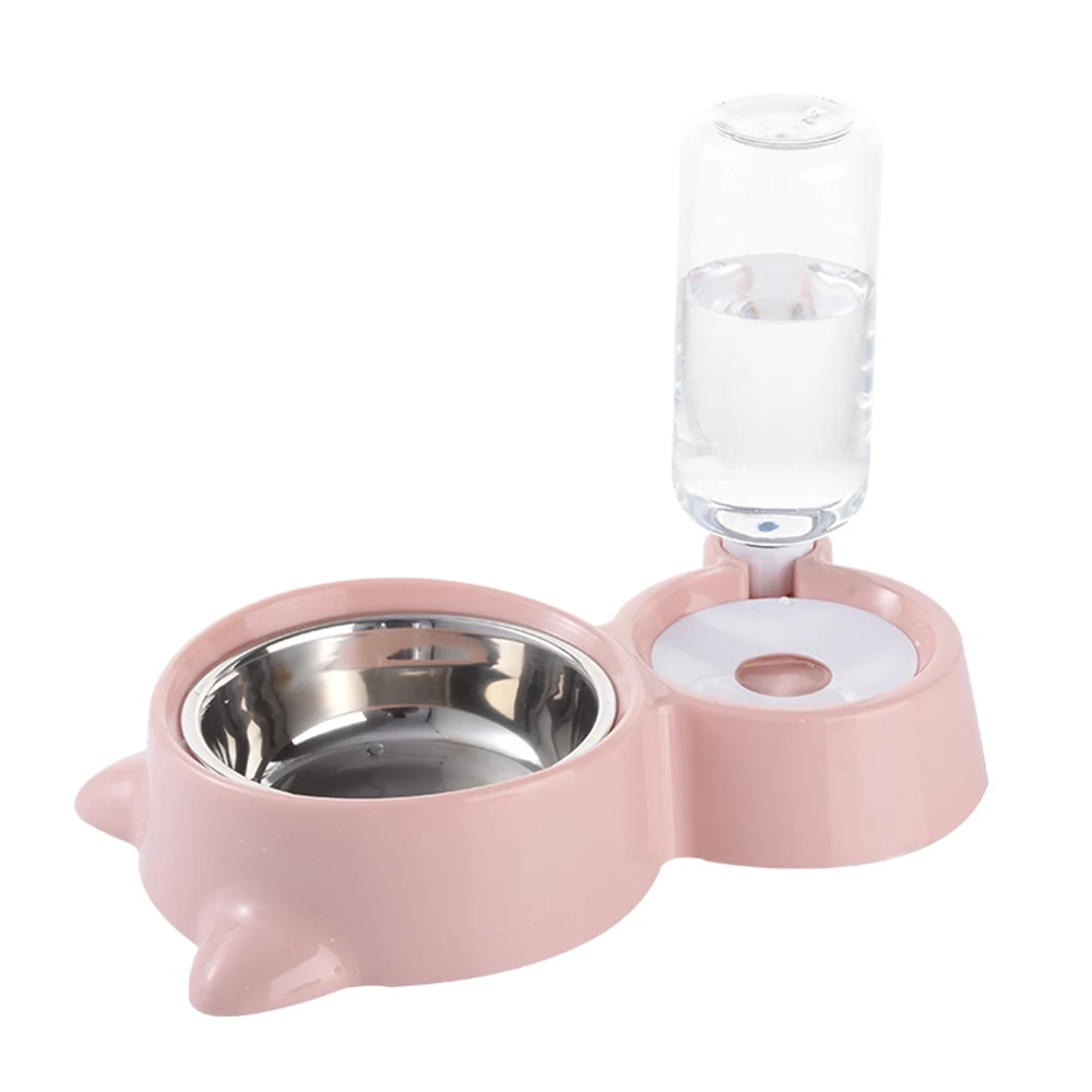 2 In 1 pink Питомец собака питатель питьевой кот Вода Фонтан бутылочка для кормления домашних животных еда диспенсер воды для миски кошка фонтан - Цвет: 2 In 1 pink