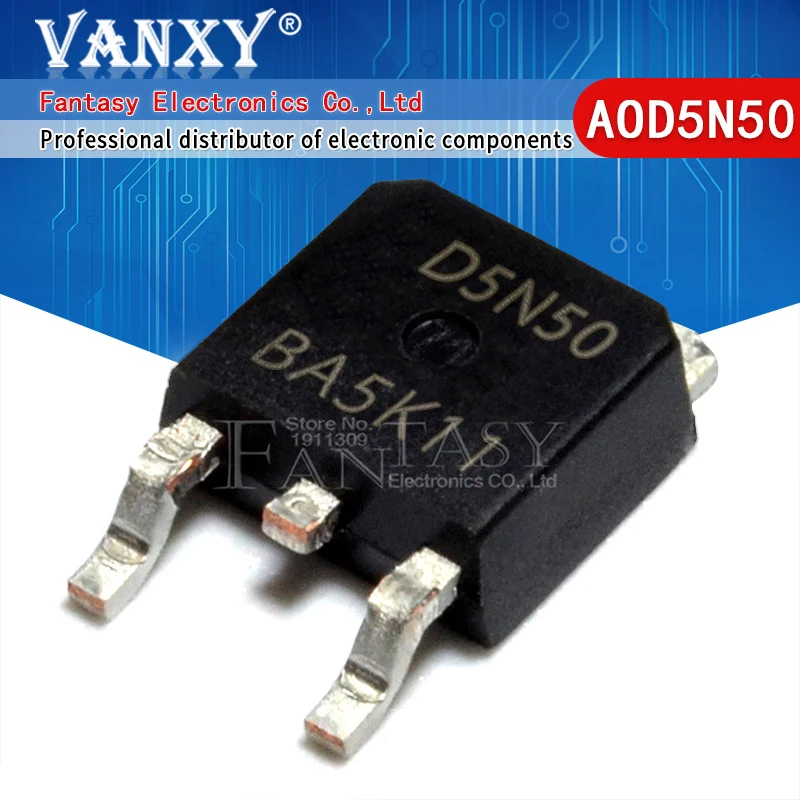 10 шт. AOD5N50 252 D5N50 TO252 5N50 сот MOS 5A 500V|Интегральные схемы| |