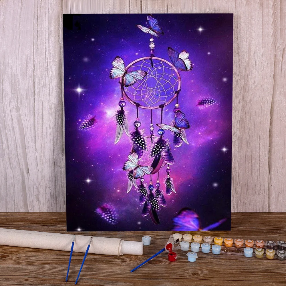 

Животное, бабочка, цветок, DIY картина искусственными акриловыми красками 50*70, Картина на холсте, домашний декор для детей, ручная работа