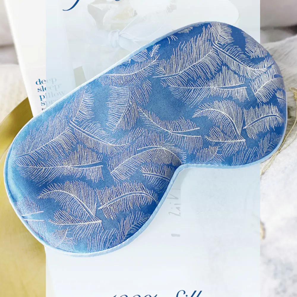 Маска для глаз в виде золотых перьев светильник девочек голубая шелковая маска