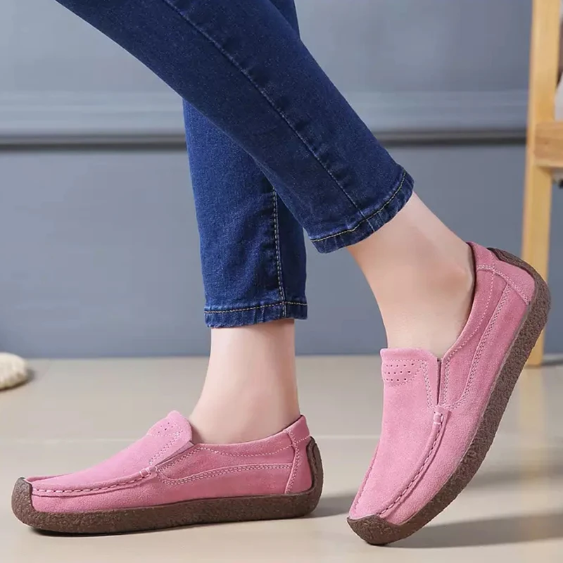 Мокасины женские из натуральной кожи туфли на плоской подошве замшевые лоферы