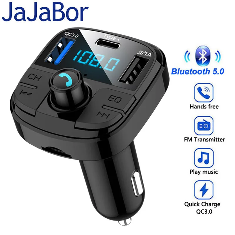Автомобильный fm передатчик JaJaBor Bluetooth 5 0 CarKit MP3 аудио музыкальный плеер Handsfree Type C