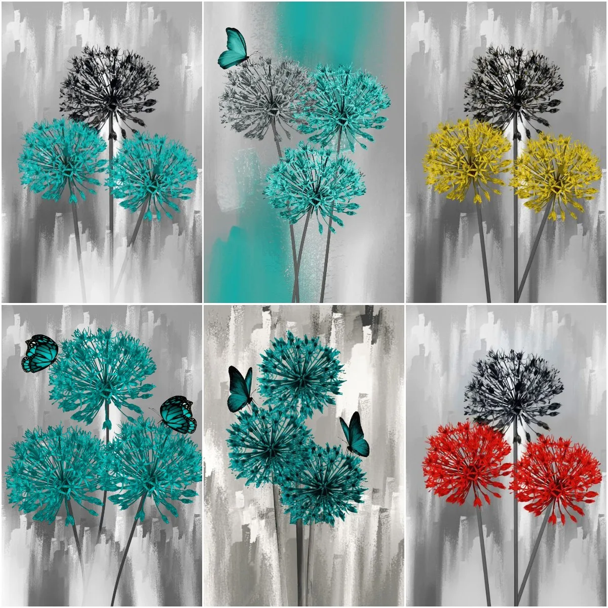 5D Diamond Embroidery Painting Blue Dandelion Butterfly Wall Art Cross Stich Kits Pictures Of Plants Handcraft Inter Decoration