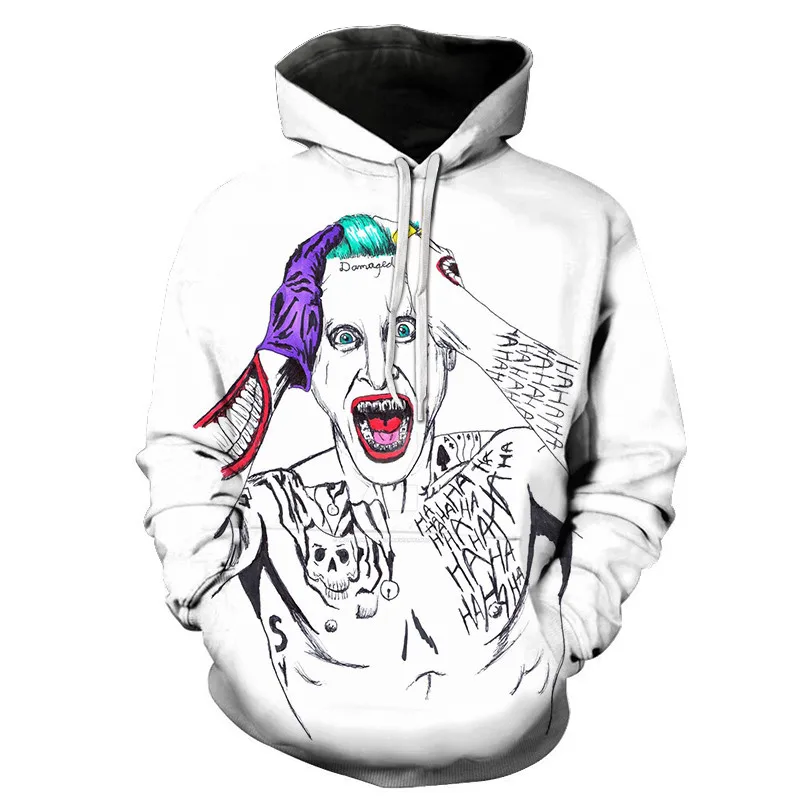 picture colour Joker Funny Hoodie Halloween Crazy Smile Pullover Long Sleeve Sweatshirt Fashion Stree Coats Cool Unisex Sportwear mens hoodies - Цвет: picture colour