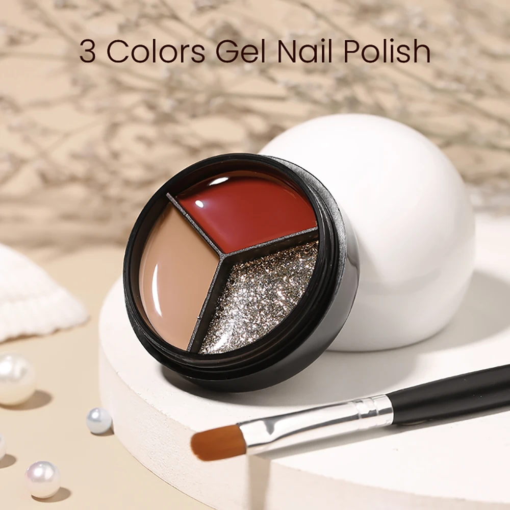 3 цвета в 1 коробке Гель-лак для ногтей твердый цветной УФ-гель с кисточкой