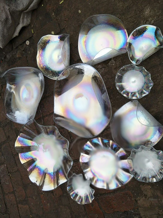 Роскошная Золотая люстра из дутого стекла ручной работы арт-светильник с цветами