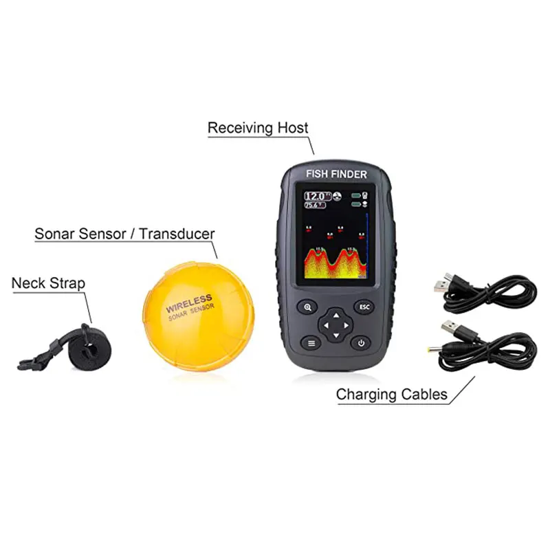 

Finder FFC1108-1 Rechargeable Depth Fish 100M Fishfinder Sensor Wireless Sonar Portable Locator Rechargeable Fish Finder Wireles