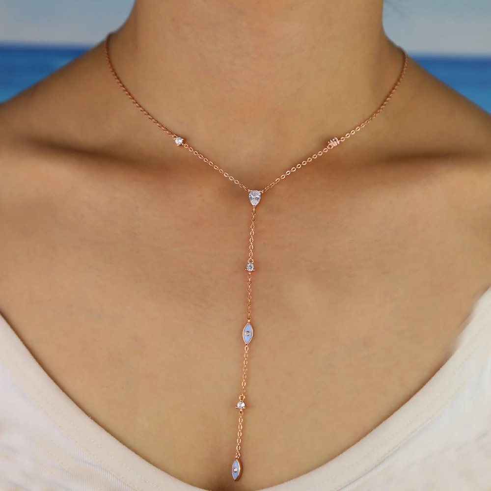 Женское Ожерелье злой глаз розовое золото модные ожерелья ювелирные изделия с