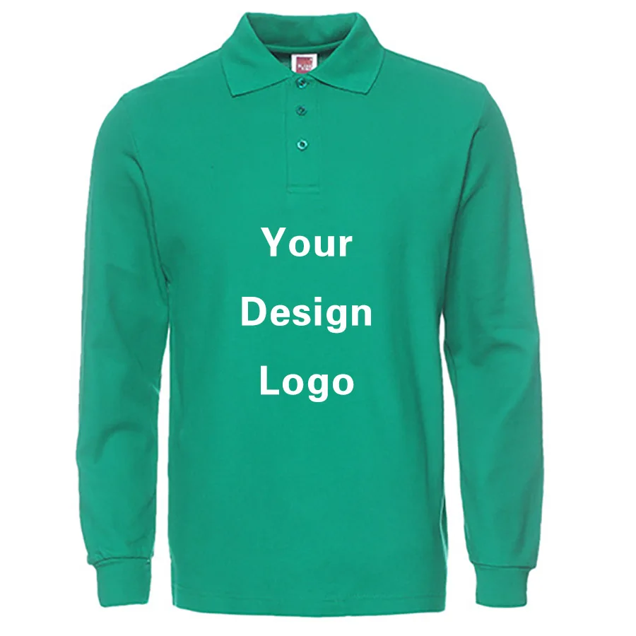 GILDAN Customized Men Long Sleeve Polo Shirts Add Your Own Picture on Your Personalized DIY Design Customized Tee T-Shirt