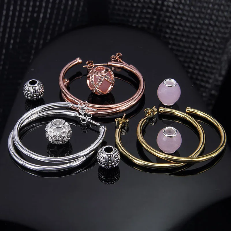 Серьги-кольца на шарнирах в креольском стиле 39 мм | Украшения и аксессуары