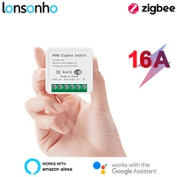 lonsonho tuya smart zigbee mini switch module diy relay 16a with neutral smartlife wireless control works alexa google home