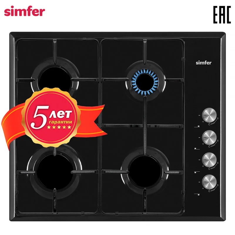 Газовая варочная панель Simfer H60Q40B470 эмалированные решетки автоподжиг | Бытовая