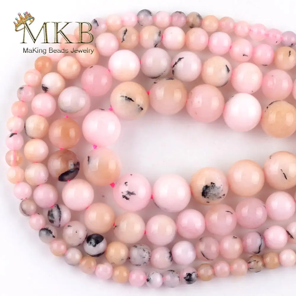 Natural Stone Pink White Jaspers Round Beads For Jewelry Making Spacer Loose 4/6/8/10mm Diy Bracelet Jewellery 15inches |