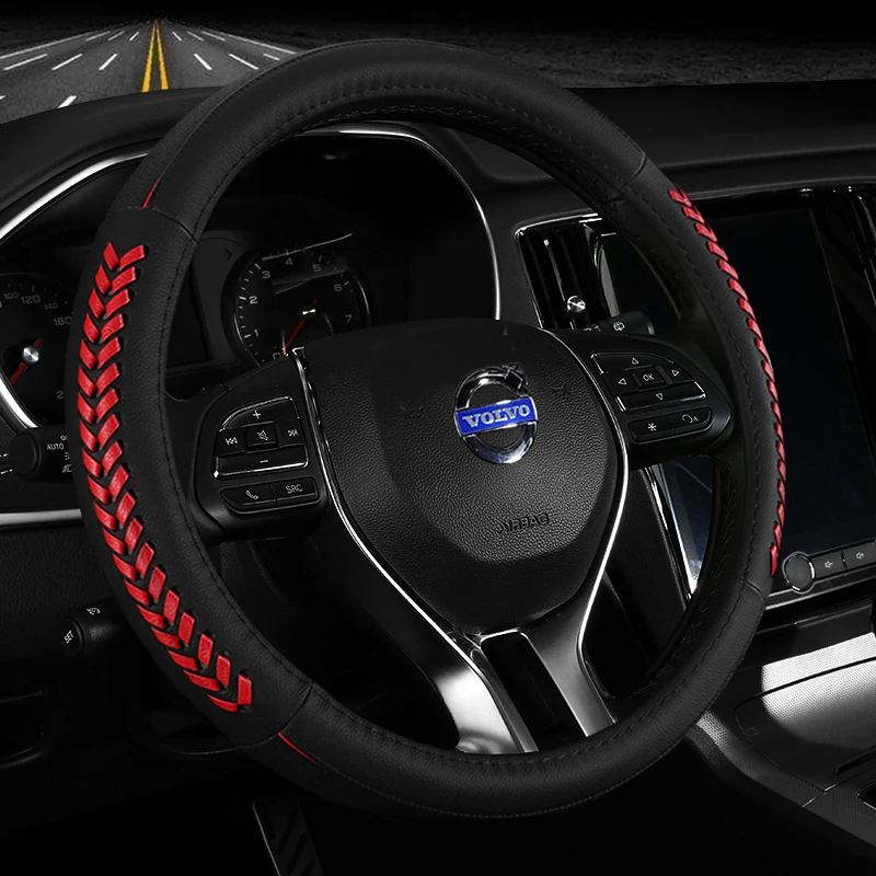 

Leather car steering wheel cover for Volvo XC60 S60 S90 XC40 XC90 V60 S60L