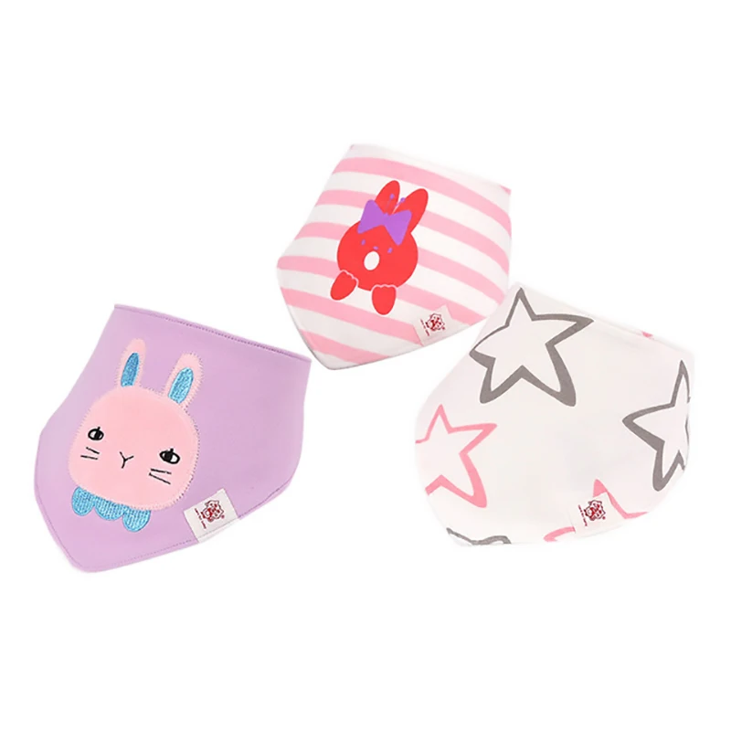 3-Pack/lot Baby Bibs 100%Cotton Waterproof Cute cartoon print embroidery Saliva Towel Newborn Toddler Infant Boys Girls Stuff