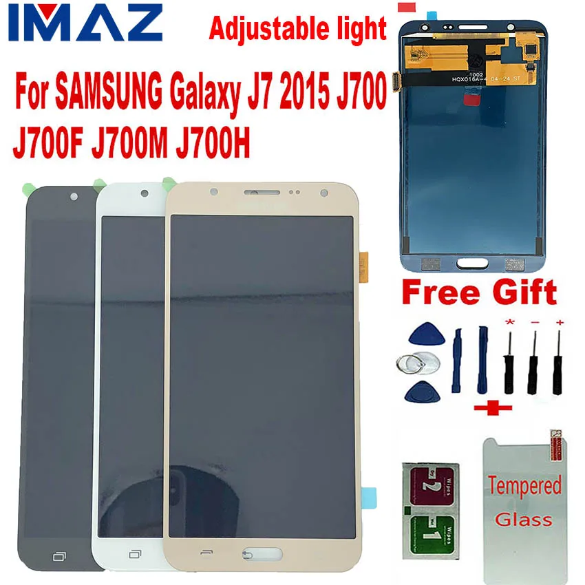 ЖК дисплей IMAZ с регулировкой яркости для Samsung Galaxy J7 2015 J700 J700F J700H/M сенсорным