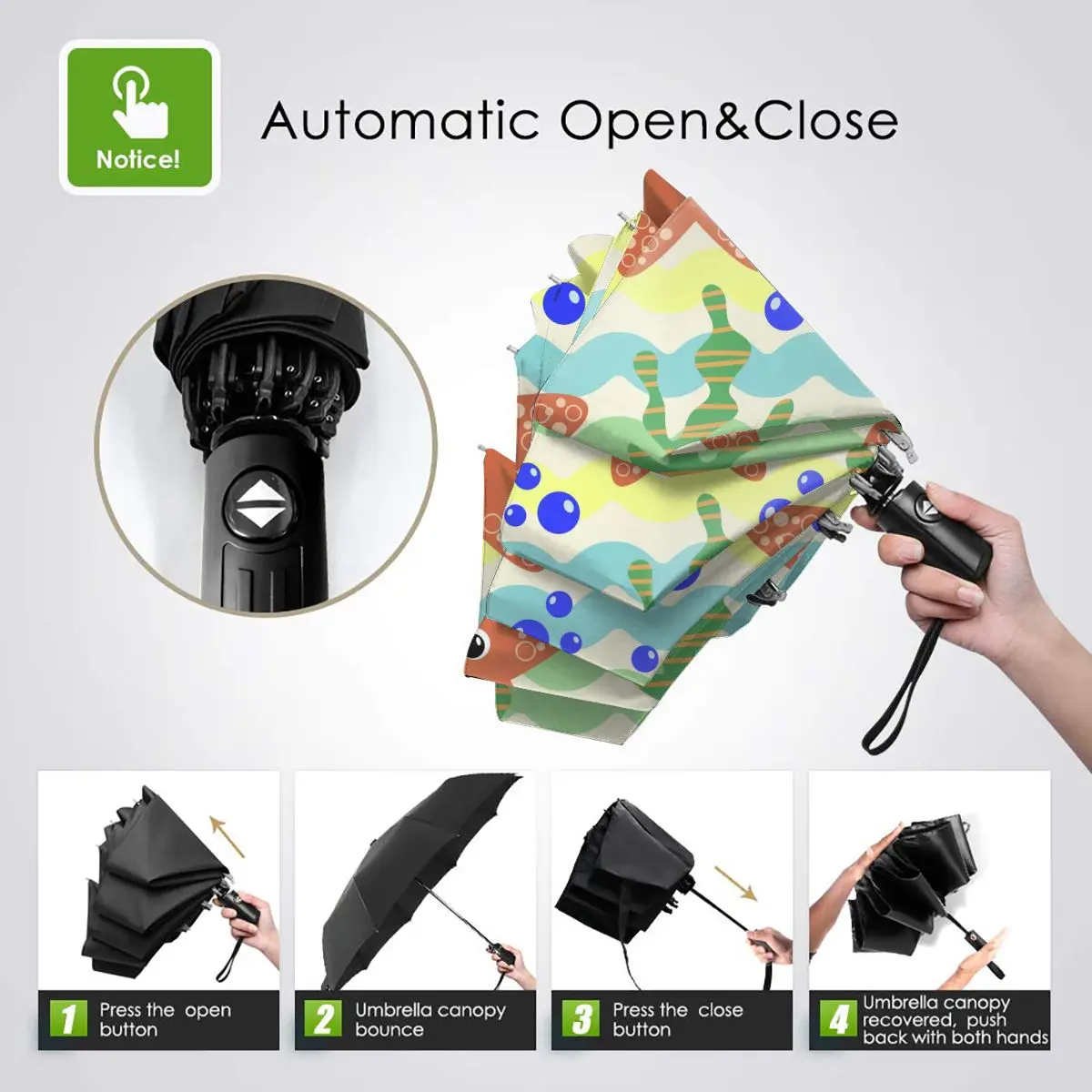 Miglior Ombrello Automatico Da Pioggia Per Donna Modello Marino A Tre Pieghe Con Stella Marina E Alghe Ombrello Antivento Parasole Impermeabile Femminile