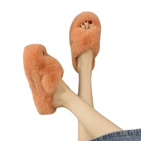 2021 new thickened 4 8cm cross flat fashion womens slippers wholesale furry slides for women slippers