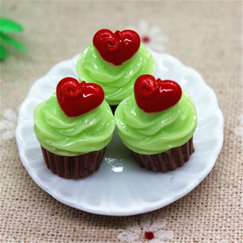 10pcs Cute 3D Resin Cake Cup Dessert Simulation Miniature Food Art Flatback Cabochon Accessories Craft DIY 15*21mm | Дом и сад