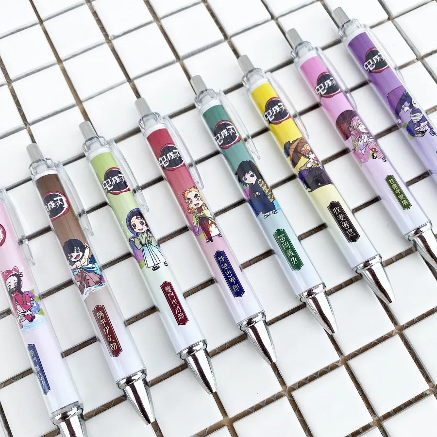 Anime Demon Slayer Kimetsu No Yaiba Ballpens Plastic Cosplay Pens Black Ink Pen For Office School Writing Supplies Stationery
