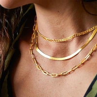layered paperclip chain necklace womens stainless steel curbsnakebox link choker necklaces minimalism jewelry female gift