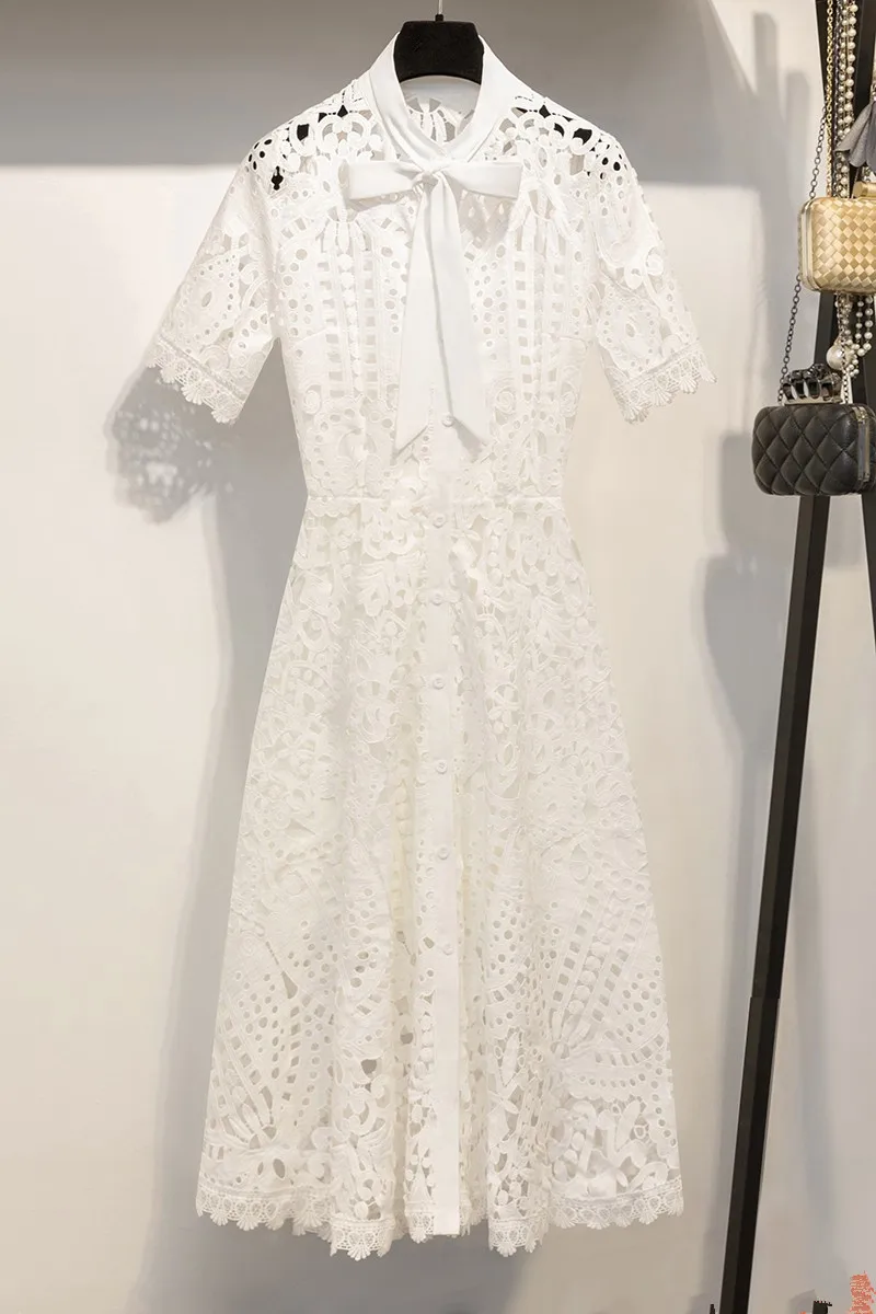 Цветок Вышивка Кружево платье Для женщин 2018 сезон: весна–лето взлетно