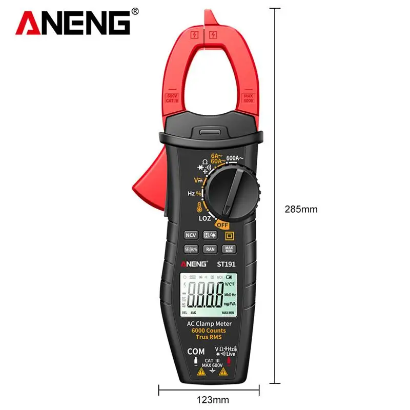 

ANENG ST191 Clamp Meter High Precision True RMS 6000 Counts Clamp Multimeter AC/DC Voltage Voltmeter Auto Range Tester