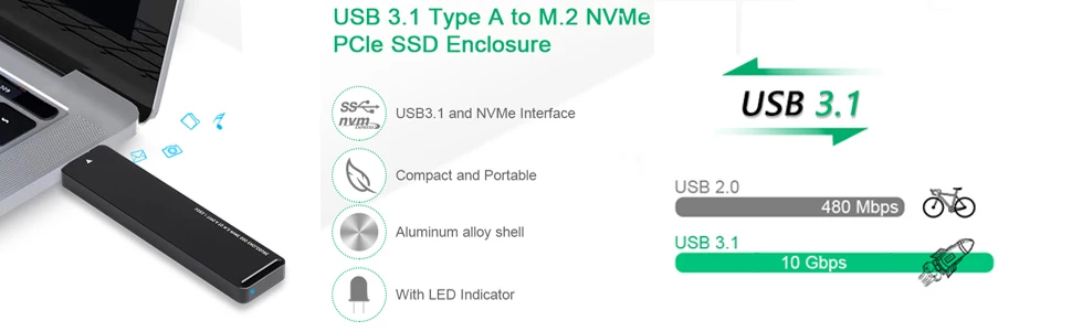 Onvian M.2 NVME диск PCIe SSD корпус к USB3.1 type-A Gen 2 10 Гбит/с M.2 SSD корпус PCIe NVMe жесткий диск футляр для внешнего накопителя HDD