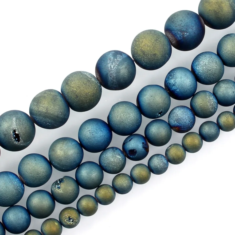 LF круглые бусины из натурального камня свободные синего и металлического цвета с