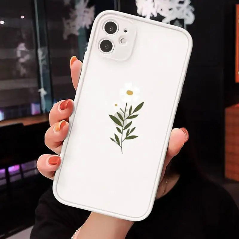 

Great Aesthetic Flower art Phone Case Matte Transparent for iPhone 7 8 11 12 s mini pro X XS XR MAX Plus cover funda