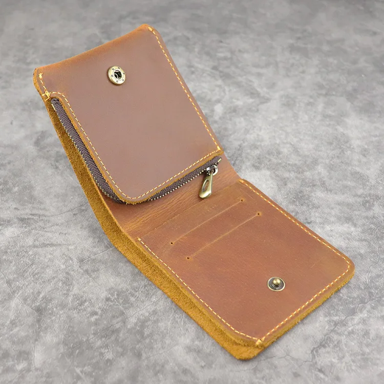 Мужские кошельки из коровьей кожи на молнии винтажный короткий кошелек ручной