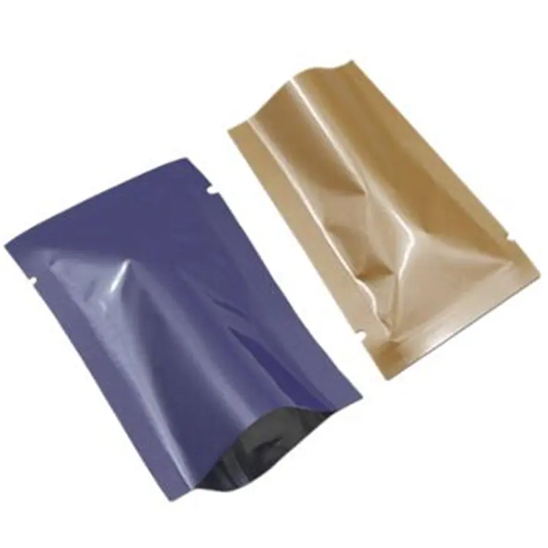 

100Pcs/ Lot Top Open Aluminum Foil Heat Sealed Vacuum Dired Food Spice Storage Pouches for Packaging Flat Package Mylar Foil Bag