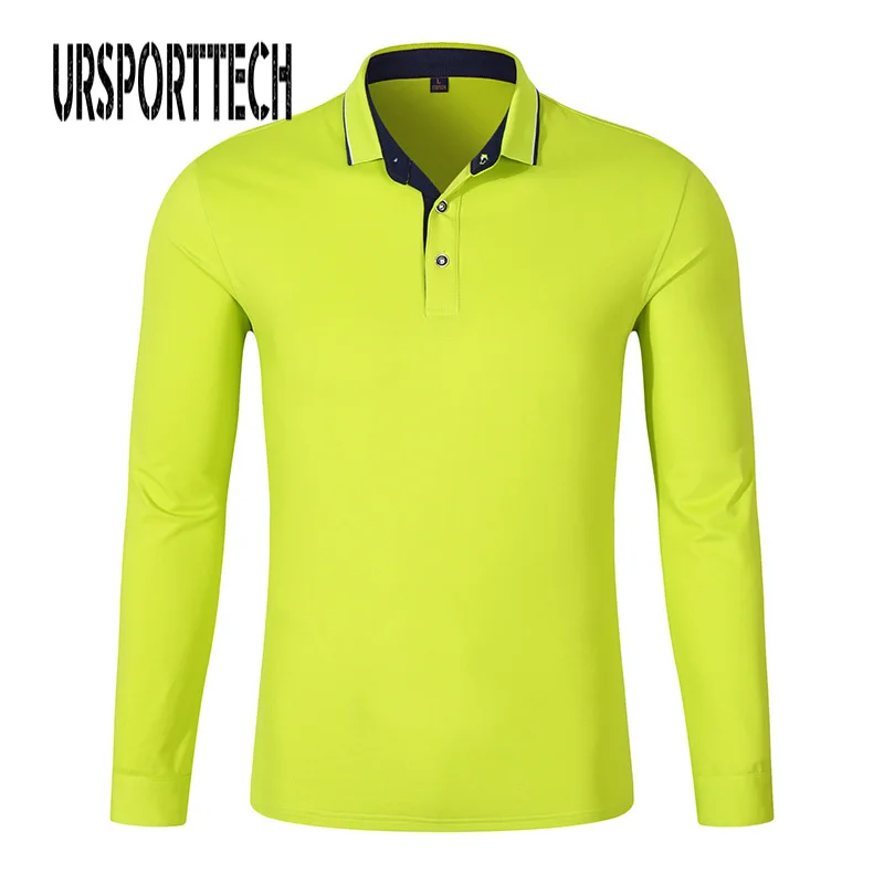 Мужская рубашка поло однотонная приталенная с длинным рукавом в Корейском стиле