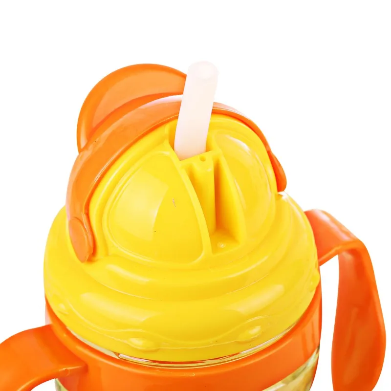 

Hot Infant Baby Cartoon Deer Sippy Cups Kids Training Drinking Bottles Children Learn Drinking with Double Handles & Straw 300ml