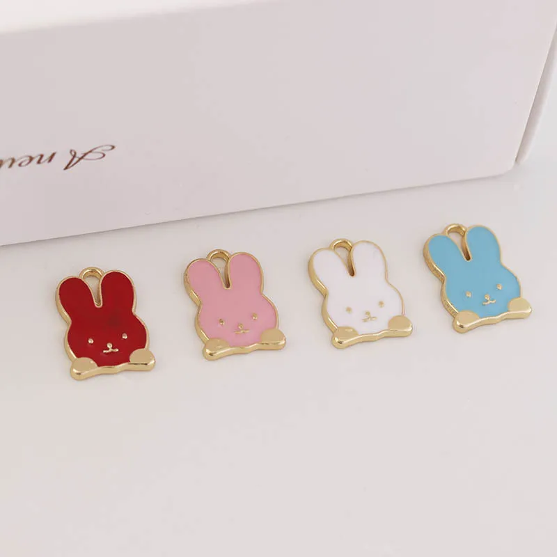 

10pcs/lot Cute Animal Alloy Cartoon Rabbits Pendants Enamel Charms DIY Necklace Earrings For Women Jewelry Accessories