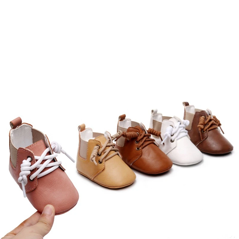 

New Infant PU Lace-up British Style Short Boots Newborn Baby Girls Boys Ankle Fashion Boots Infant Toddler Fall Winter Shoes