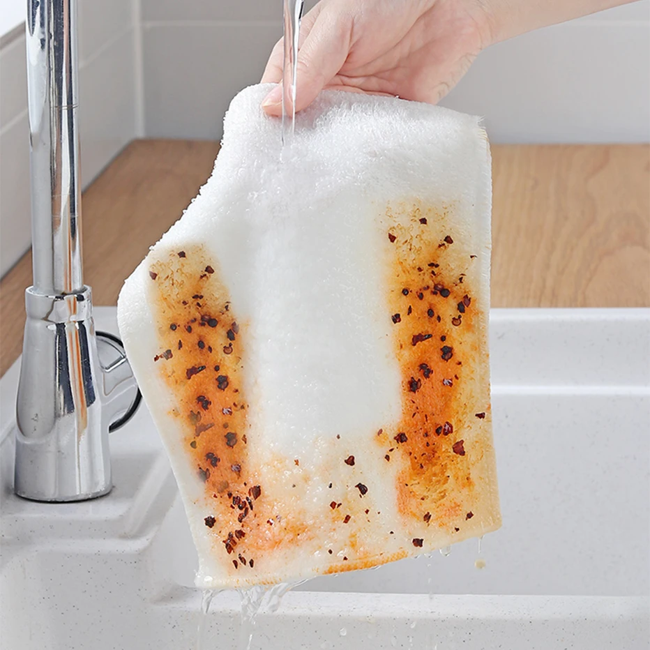 Тряпки из бамбукового волокна сухая и быстросохнущая белая кухонная Мочалка для