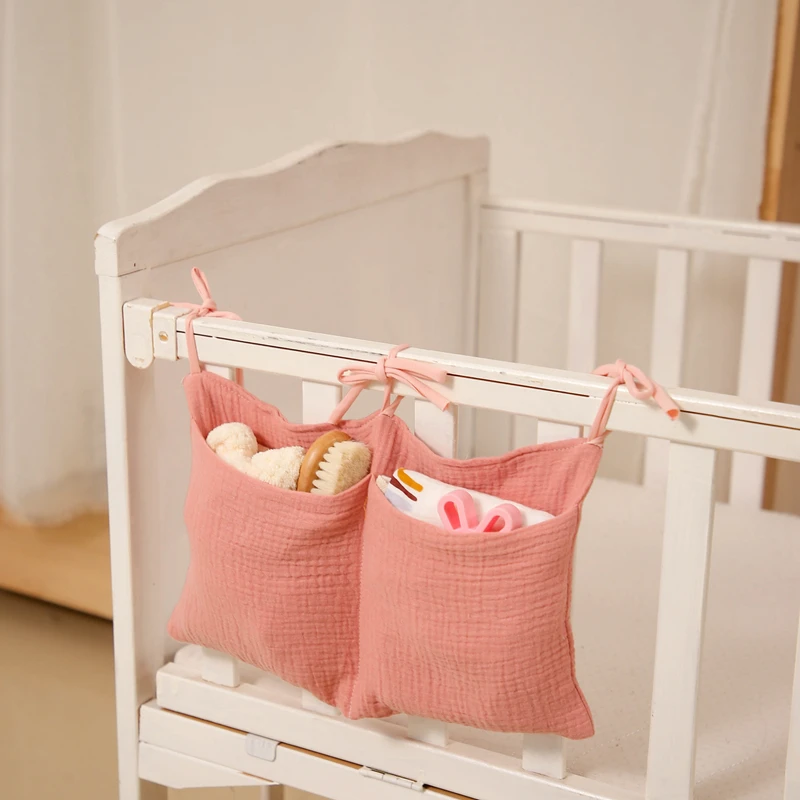 

Baby Bedside Hanging Storage Bags Multi-Function Cotton Newborn Crib Organizer Toy Diaper Tissue Pocket For Crib Accessories