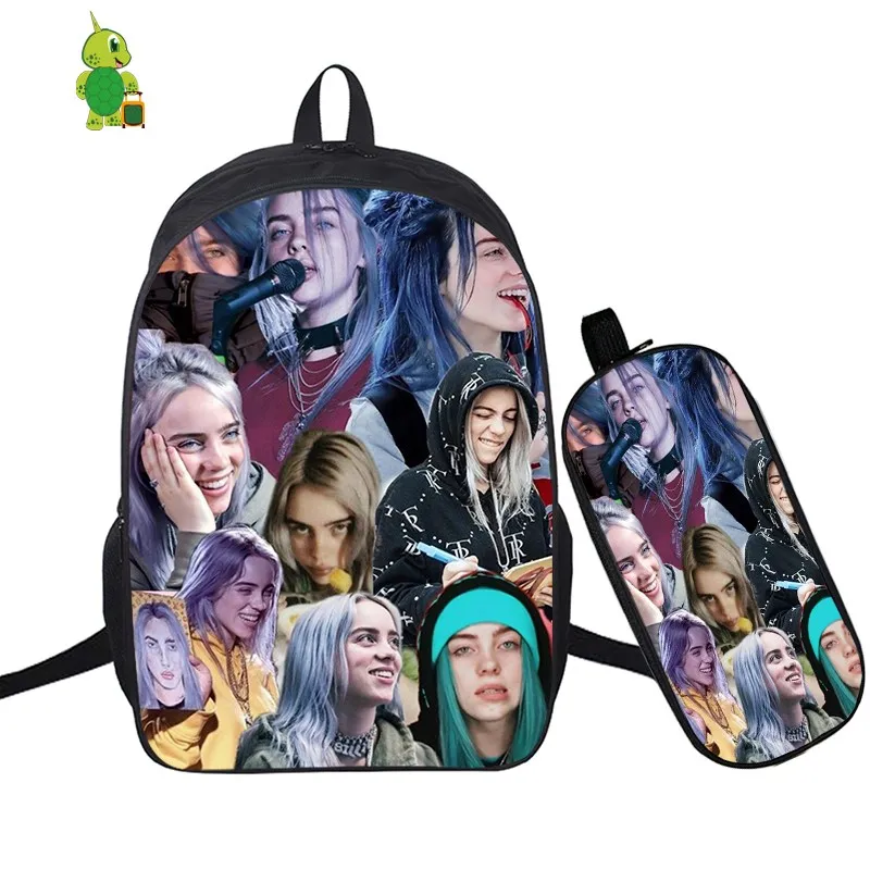 В стиле «хип-хоп» Billie Eilish 2 шт./компл. рюкзак школьные сумки для подростков мальчиков и девочек студенты рюкзак для ноутбука Карандаш Чехол дорожные сумки - Цвет: 26