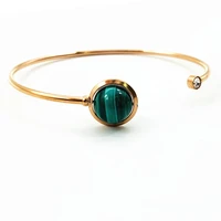 classic bracelet gold simple c shaped opening stainless steel malachite braceletbangle for women fashion jewelry