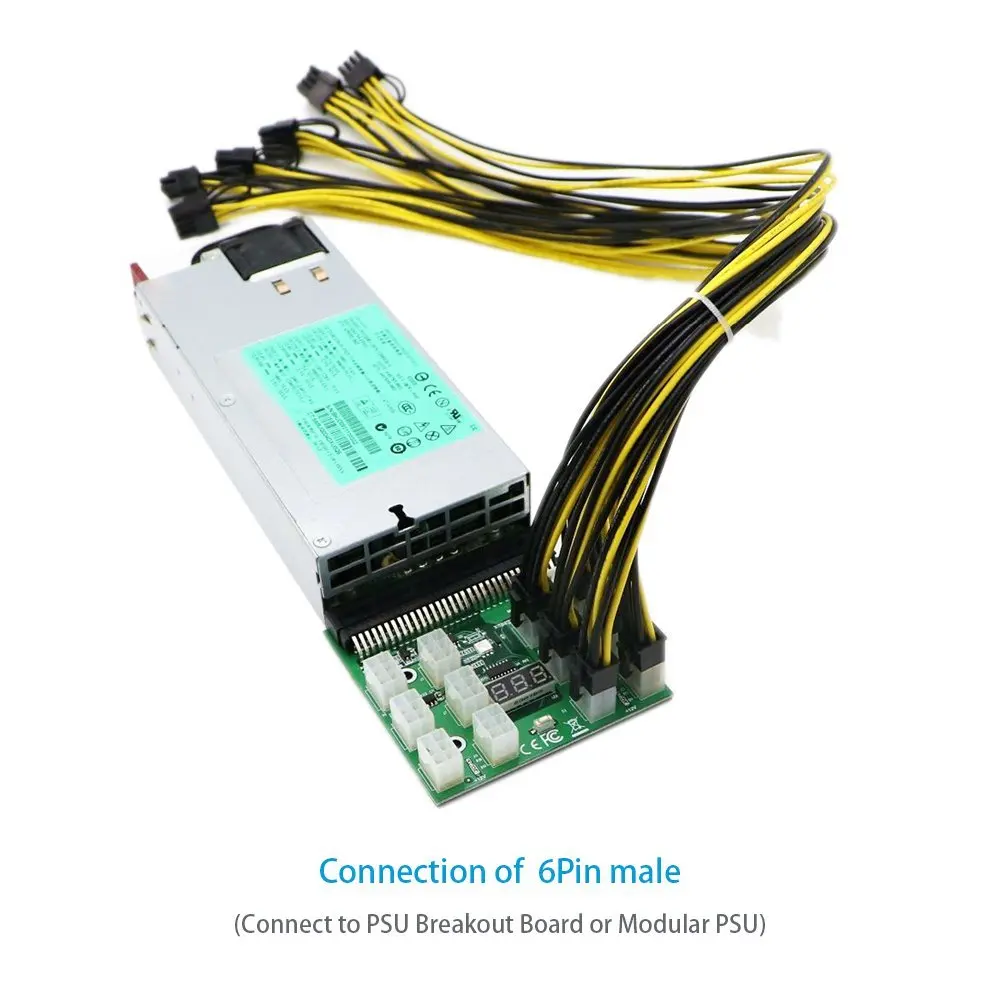 6 шт. 6-контактный PCI-E до 8 контактов (6 + 2) PCI-e (штекер-штекер) силовой кабель GPU 50 см
