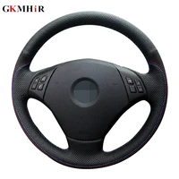 hand stitched black genuine leather suede car steering wheel cover for bmw e90 320 318i 320i 325i 330i 320d x1 328xi 2007