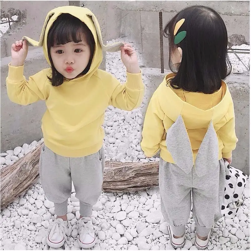 

ZWY613 Kids Girls Clothing Sets autumn spring toddler Girls rabbit Clothes long Sleeve T-Shirt+Pant 2Pcs Children Clothes Suits