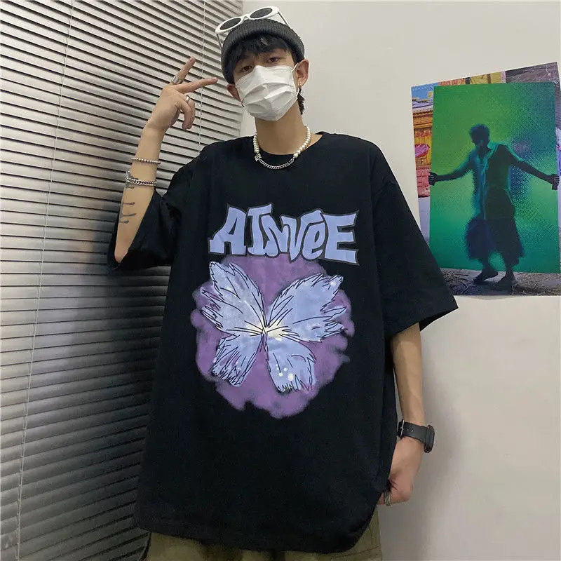 

New Summer Women t shirt punk Loose top Vintage short sleeve plus size butterfly cartoon print Ulzzang dropshipping wild clothes