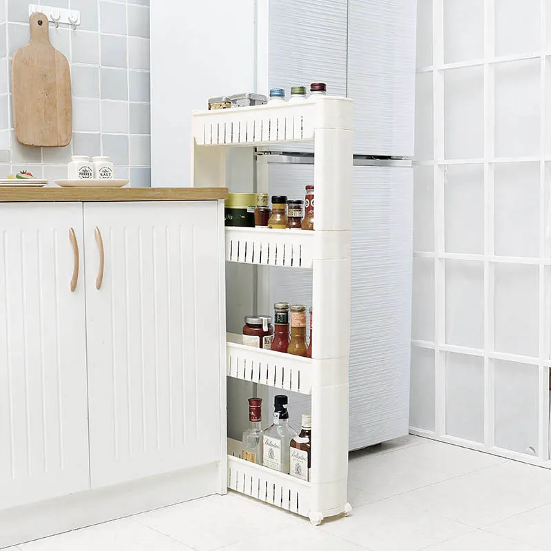 

Removable Wheels Crack Bathroom Storage Holder Space Savers Multi-layer Kitchen Rack Organizer 3 Tier Mobile Shelf Cart Rack