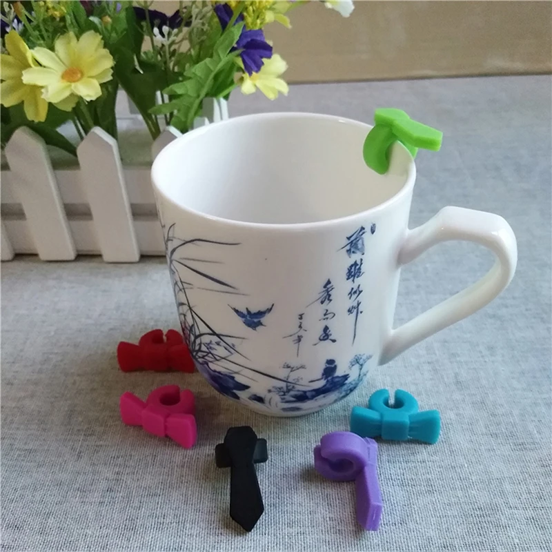 6 шт. силиконовый маркер на стакан для вина Креативный дизайн с бантом напитков