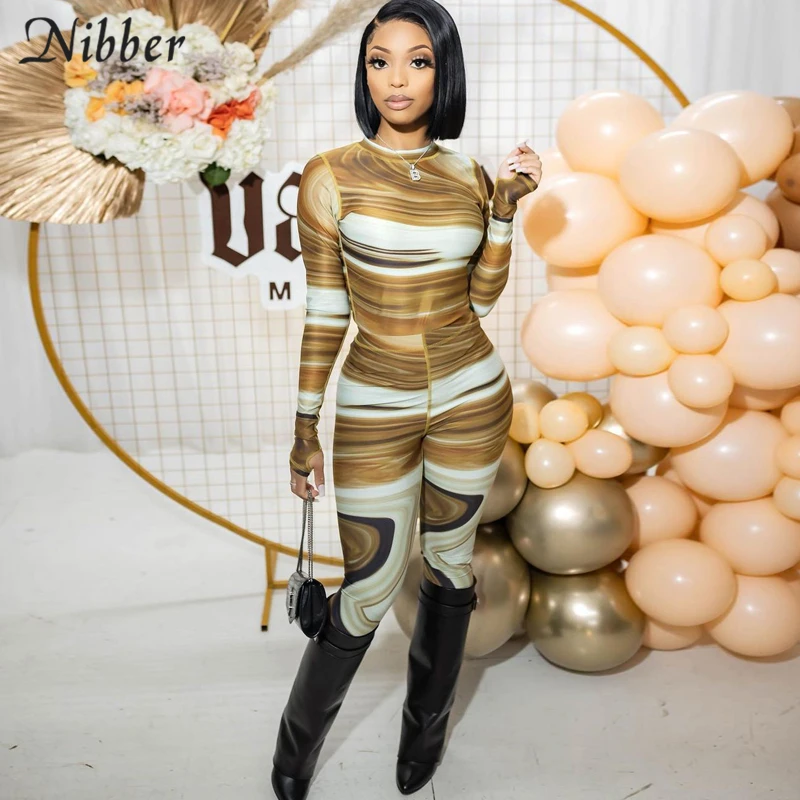 Модный комбинезон Nibber Y2K в стиле High-Street полоску с художественным принтом